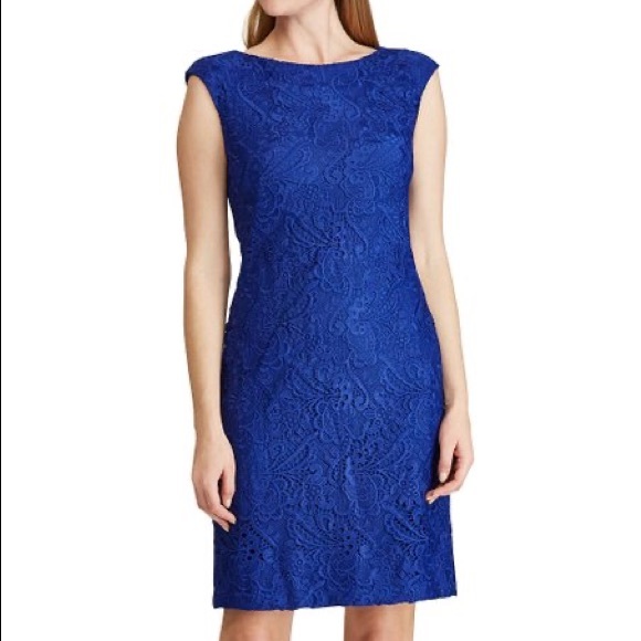 Ralph Lauren Royal Blue Lace Sleeveless Dress - Picture 1 of 5